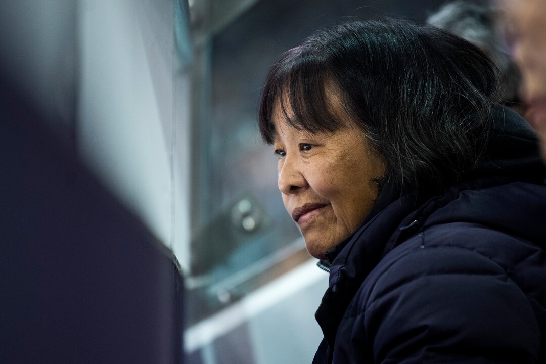 (Chris Detrick  |  The Salt Lake Tribune)  Hetty Wang watches as her son Nathan Chen competes in the Men Single Skating Free Skating at Gangneung Ice Arena during the Pyeongchang 2018 Winter Olympics Saturday, Feb. 17, 2018. Chen landed a record six quadruple jumps, scoring 215.08.