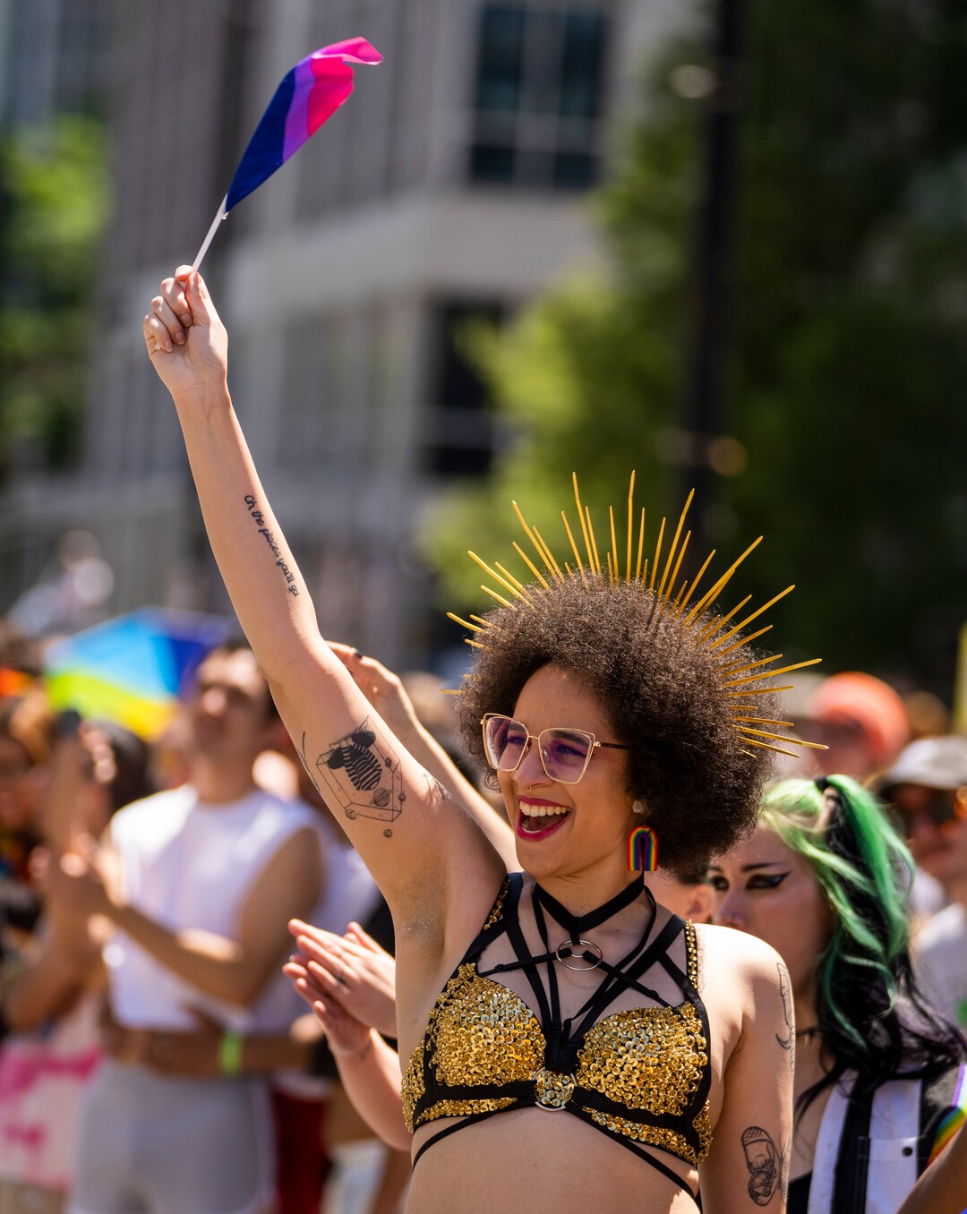 (Rick Egan | The Salt Lake Tribune)  Christina Bedford waves a flag in the Pride Parade, on Sunday, June 4, 2023.