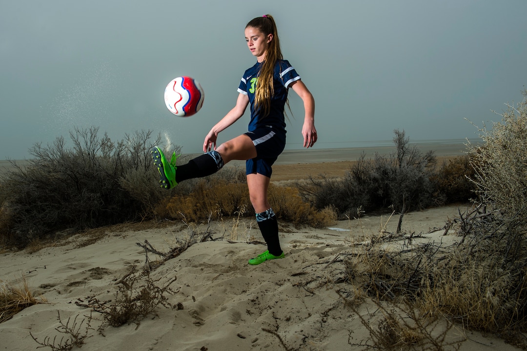 (Chris Detrick  |  The Salt Lake Tribune)  Syracuse's Caroline Stringfellow poses for a portrait near Bridger Bay on Antelope Island State Park Tuesday, December 12, 2017.  