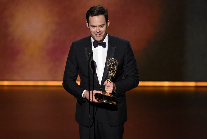Bill Hader accepts the award for outstanding lead actor in a comedy series for "Barry" at the 71st Primetime Emmy Awards on Sunday, Sept. 22, 2019, at the Microsoft Theater in Los Angeles. (Photo by Chris Pizzello/Invision/AP)