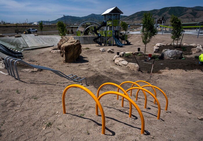 (Rick Egan | The Salt Lake Tribune) The playground at Magna Regional Park, photographed on June 17, 2021, is under construction, but the park has an estimated opening date in August.