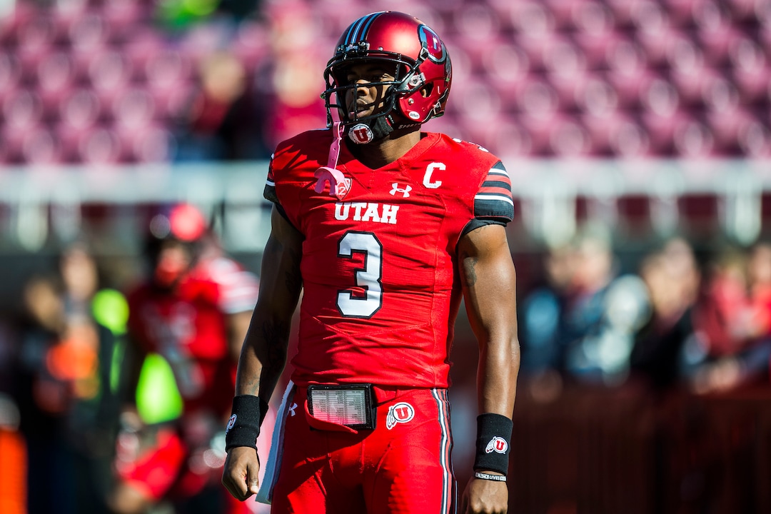 (Chris Detrick  |  The Salt Lake Tribune)  Utah Utes quarterback Troy Williams (3) warms up before the game at Rice-Eccles Stadium Saturday, October 21, 2017. 