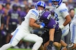 (LM Otero | AP Photo) BYU running back Lj Martin, left, runs into TCU linebacker Hudson Hooper (37) during the first half of an NCAA college football game Saturday, Oct. 3, 2026, in Fort Worth, Texas.
