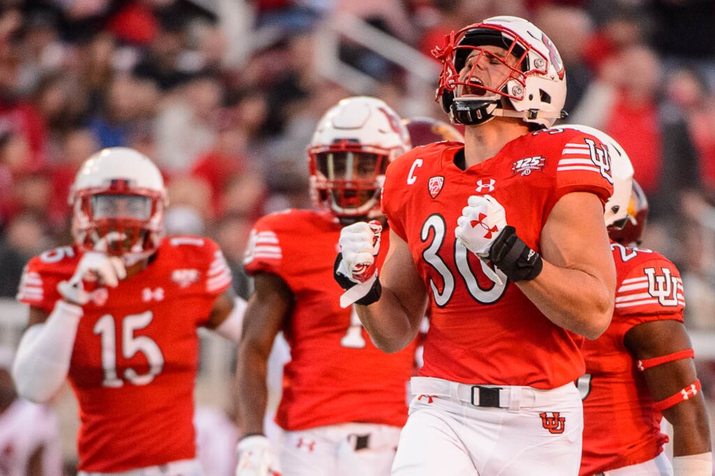 (Trent Nelson | The Salt Lake Tribune)  Utah Utes linebacker Cody Barton (30) reacts to just missing an interception as the Utah Utes host the USC Trojans, NCAA football at Rice-Eccles Stadium in Salt Lake City, Saturday Oct. 20, 2018.