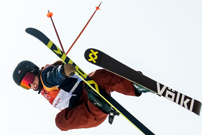 (Chris Detrick  |  The Salt Lake Tribune)  Maddie Bowman of the United States competes in the Ladies' Ski Halfpipe Final Run at Phoenix Park during the Pyeongchang 2018 Winter Olympics Tuesday, Feb. 20, 2018. Bowman, the gold medal winner in the 2014 Sochi Olympics, finished in 11th place with a score of 25.80.  