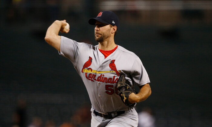 St. Louis Cardinals' Adam Wainwright throws a pitch against the Arizona Diamondbacks during the first inning of a baseball game Wednesday, June 28, 2017, in Phoenix. The Cardinals defeated the Diamondbacks 4-3. (AP Photo/Ross D. Franklin)
