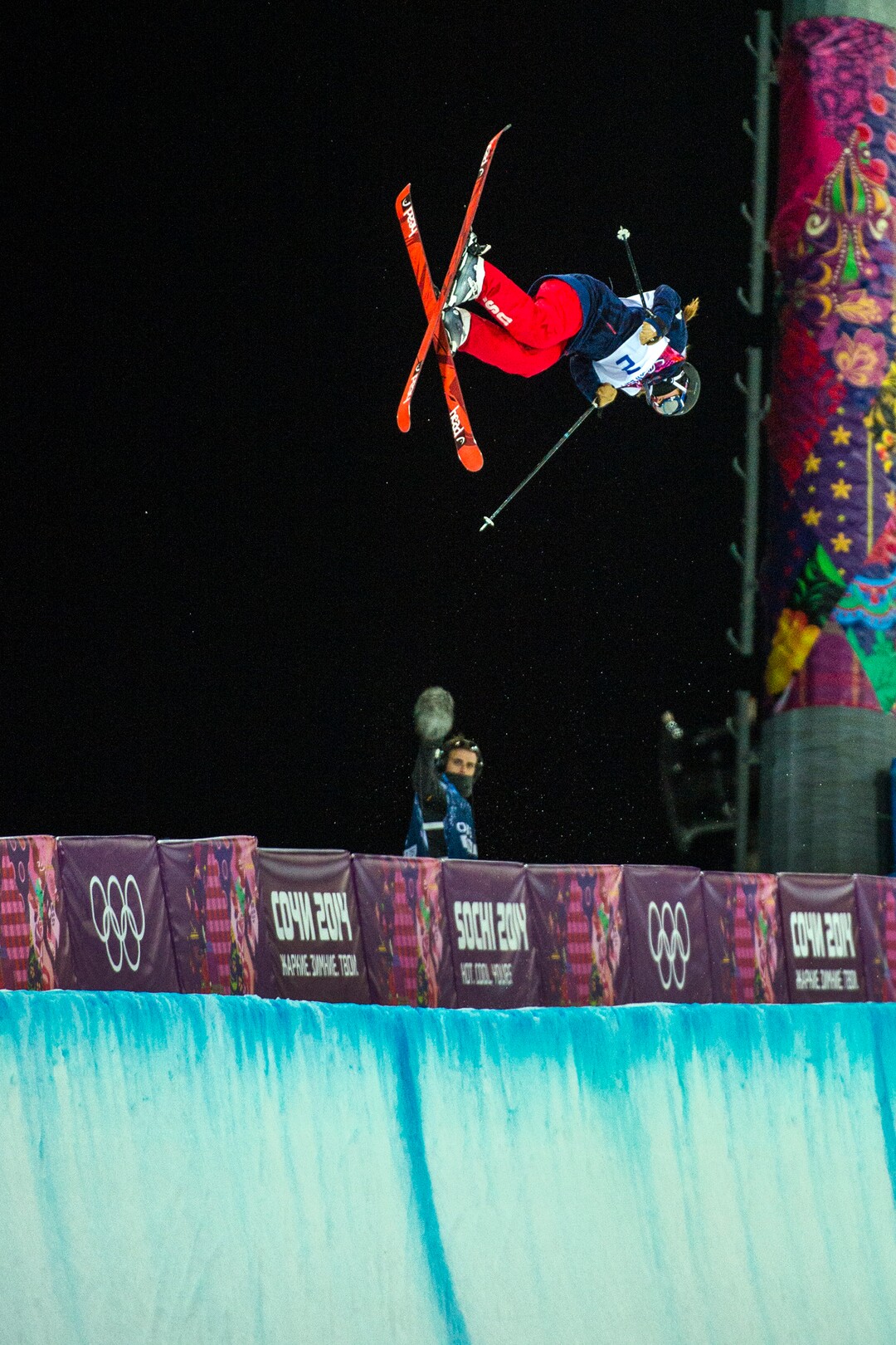 KRASNAYA POLYANA, RUSSIA  - JANUARY 20:Salt Lake City's Maddie Bowman competes in the Ladies' Ski Halfpipe at Rosa Khutor Extreme Park during the 2014 Sochi Olympics Thursday February 20, 2014. Bowman won the gold medal with a score of 89.0.(Photo by Chris Detrick/The Salt Lake Tribune)