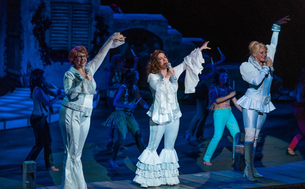 (Courtesy Photo)  Shari Jordan as Rosie, Jennifer Swiderski as Donna Sheridan and Sasha Judkins as Tanya in the Tuacahn production of "Mamma Mia!" now playing at the southern Utah amphitheater.