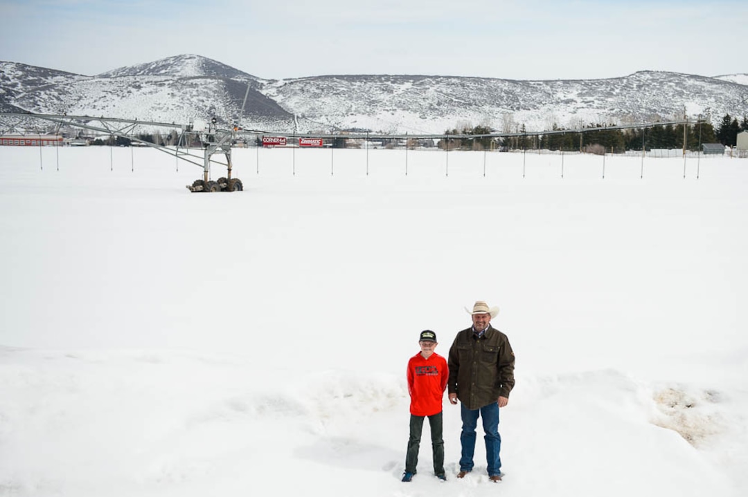 (Trent Nelson | The Salt Lake Tribune)  Brock and Roger Osguthorpe at the Osguthorpe Farm, a 158-acre parcel on Old Ranch Road in the heart of the Snyderville Basin on Monday March 18, 2019. The Summit Land Conservancy is facing a March 31 deadline to raise money to save the farm.
