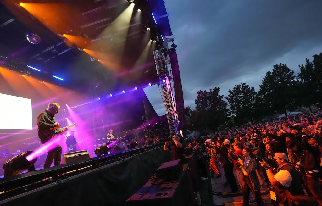 (Francisco Kjolseth  | The Salt Lake Tribune) New Order during Kilby Block Party in Salt Lake City on Thursday, May 15, 2025. Kilby Block Party is set to take place from May 15-17 next year. 