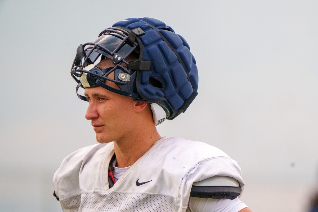 (Trent Nelson  |  The Salt Lake Tribune) Brighton High School linebacker Lander Barton at football practice in Cottonwood Heights on Tuesday, Aug. 31, 2021.