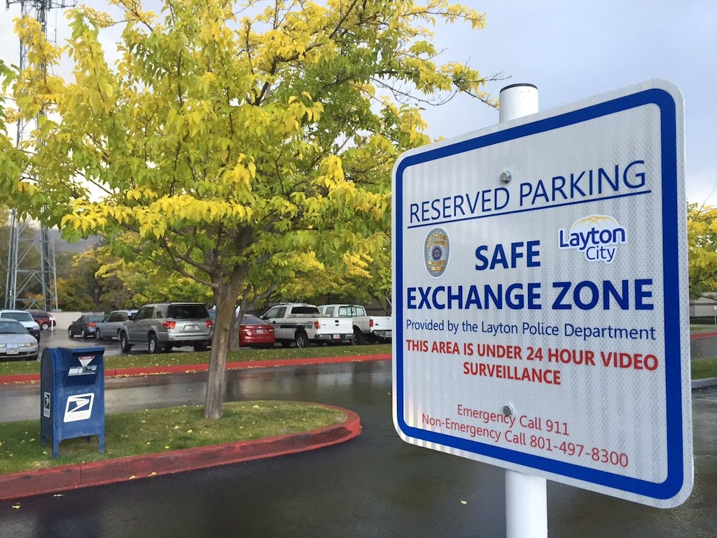 Courtesy  |  Layton Police DepartmentLayton police designated a space outside its police station for people to safely conduct business or exchange custody.