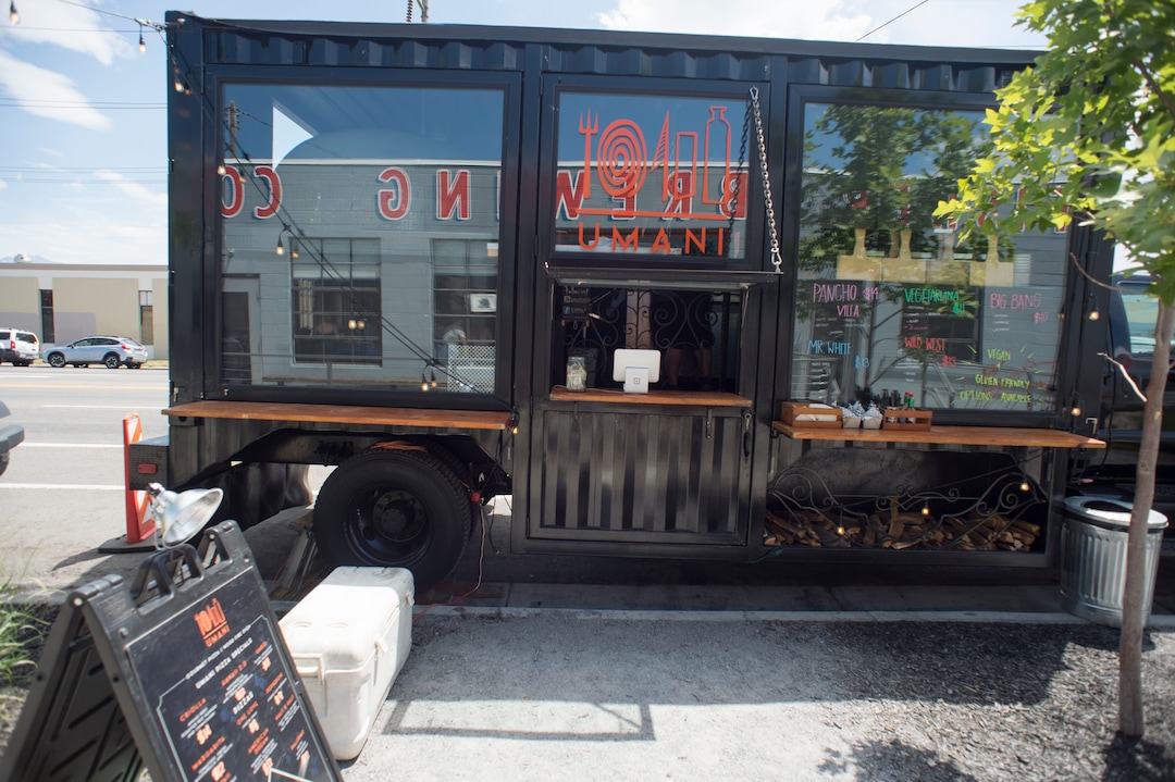 (Rick Egan  |  The Salt Lake Tribune)  The owners of the Umani gourmet pizza truck had a shipping container custom built to hold its 4,000-pound wood-fired oven.