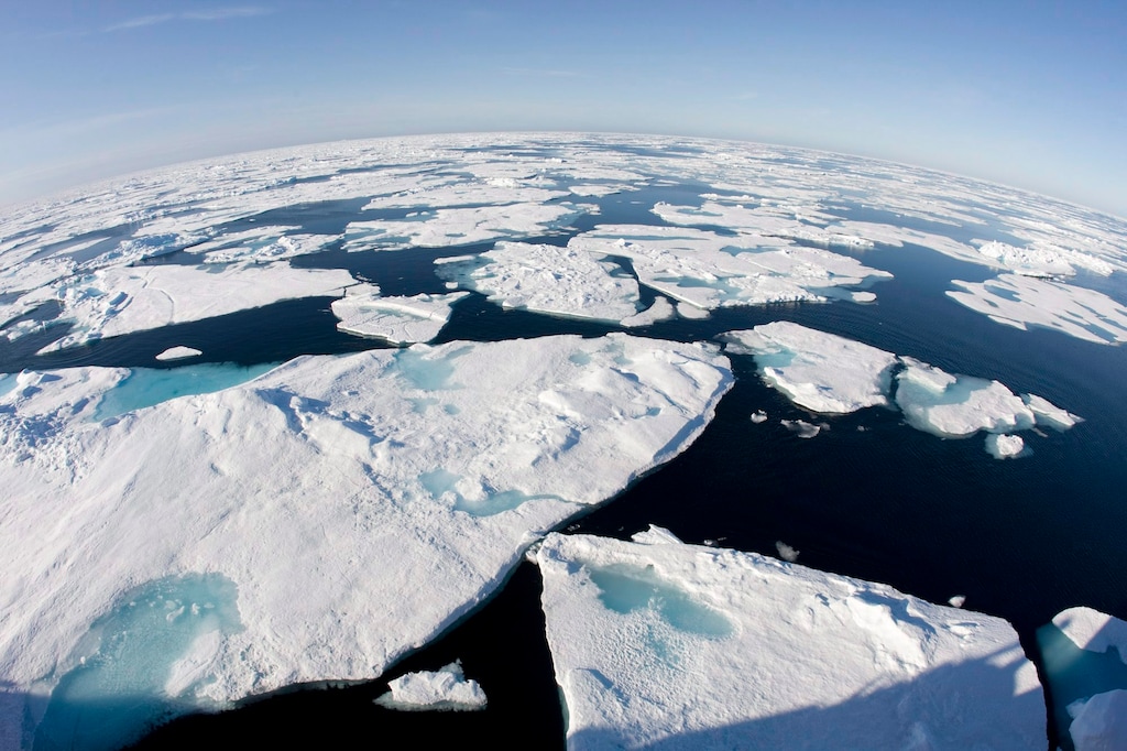 (AP file photo, Jonathan Hayward). A fisheye lens view of ice floes in Baffin Bay above the Arctic Circle, which in 2015 saw the lowest maximum coverage of sea ice in the Arctic since records began in 1979. In a Salt Lake City panel discussion Friday, scholars said action on climate change squares with conservative political and religious viewpoints.