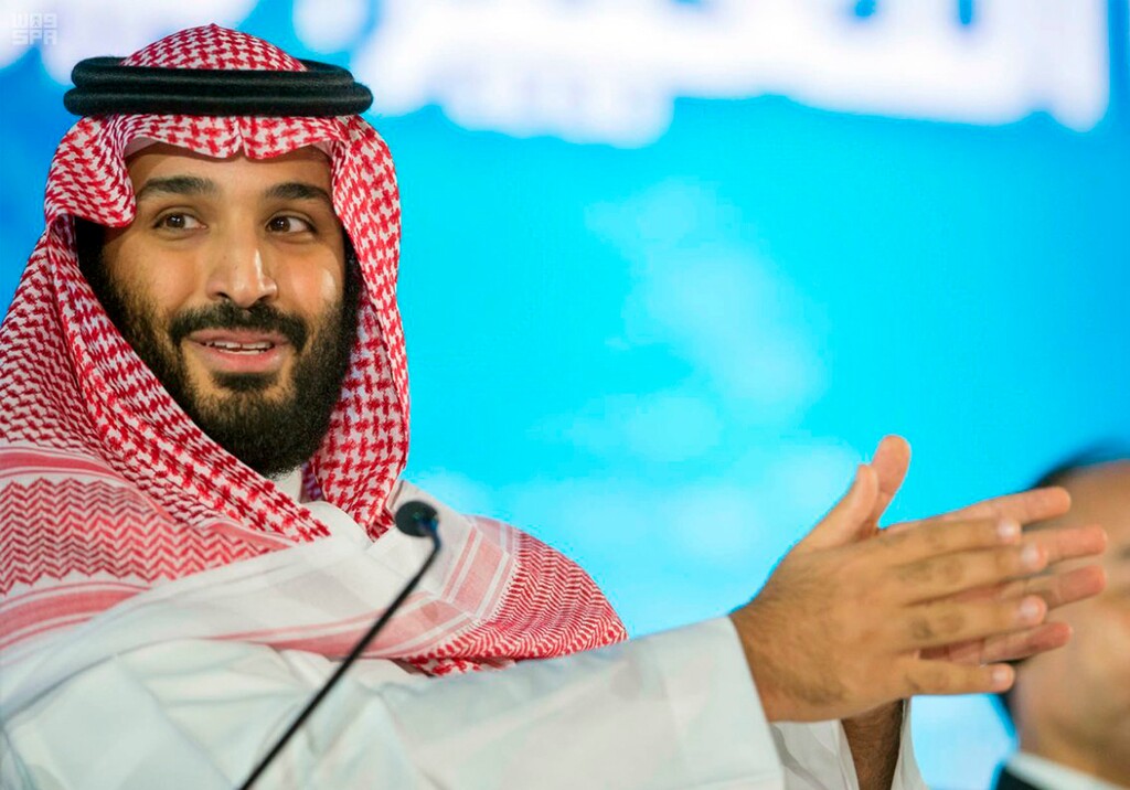 FILE- In this Oct. 24, 2017 file photo, released by Saudi Press Agency, SPA, Saudi Crown Prince Mohammed bin Salman speaks at the Future Investment Initiative Conference, where he promised to return the ultraconservative kingdom to a more "moderate" Islam, in Riyadh, Saudi Arabia. Saudi King Salman sacked the head of the country’s entertainment authority late Monday, June 18, 2018, after religiously-conservative citizens took to social media to denounce a Russian circus show that showed female performers in tightly-fitted attire.  (Saudi Press Agency via AP, File)