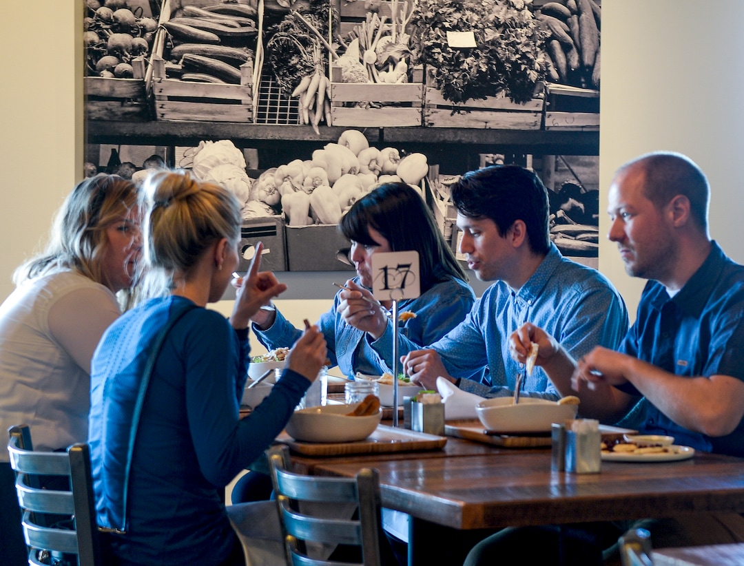 (Leah Hogsten  |  The Salt Lake Tribune) Diners enjoy lunch at Cotton Kitchen in Holladay on Wednesday. Cotton Kitchen serves an all-day breakfast and lunch. While a global influence is apparent, the menu feels most cohesive around the clean-eating concept, focusing on health-conscious and plant-based dishes made with as few ingredients as possible.