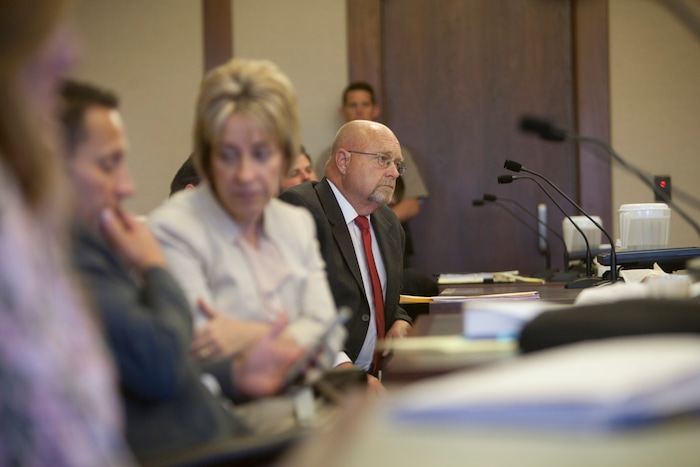 (Chris Caldwell  |  Pool Photo)  Defense lawyer Stephen Harris during the detention hearing and the initial appearance for the 16-year-old boy accused of bringing a bomb to Pine View High School Wednesday, March 28, 2018.