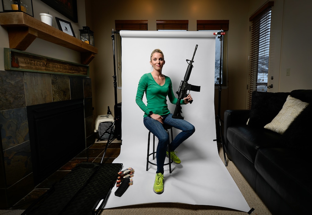 (Francisco Kjolseth  |  The Salt Lake Tribune)  Utah gun owner Brianna Seymour, 36, says she owns an AR-15 because it's easy to customize and "fun to shoot," while honing her skills through target practice. Seymour says she's never even shot an animal and welcomes background checks and a 21 and over policy. 