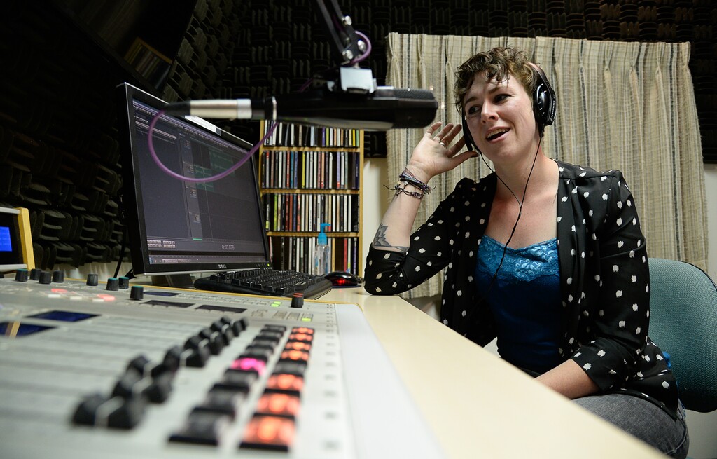 (Francisco Kjolseth  |  The Salt Lake Tribune) Recent Aggie graduate and reporter Kat Webb visits Utah Public Radio on the campus of Utah State University in Logan on Friday May 29, 2020. When COVID-19 shut down campus in March, Webb was sent home like everyone else, where she now produces her pieces and struggles with the uncertainty of a journalism career.