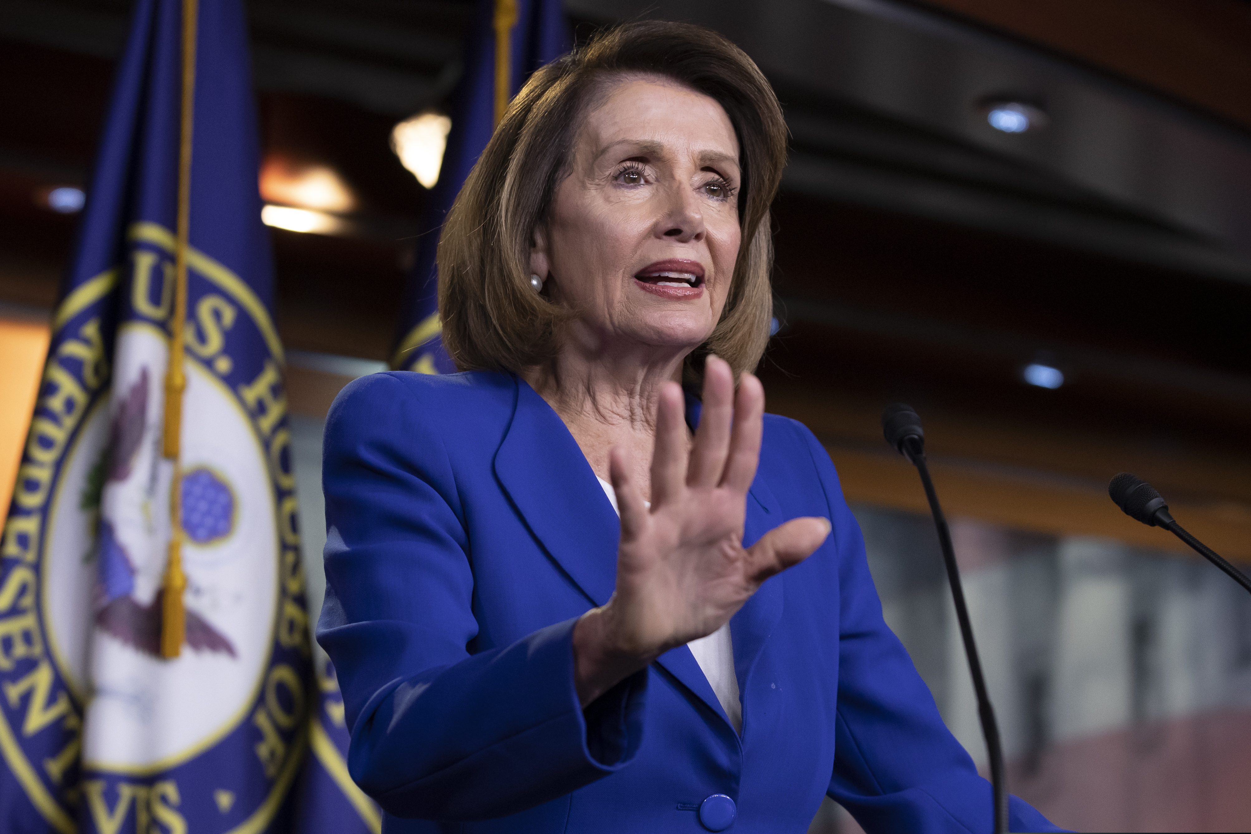 (J. Scott Applewhite | AP Photo) Speaker of the House Nancy Pelosi, D-Calif., talks to reporters during a news conference a day after a bipartisan group of House and Senate bargainers met to craft a border security compromise aimed at avoiding another government shutdown, at the Capitol in Washington, Thursday, Jan. 31, 2019.
