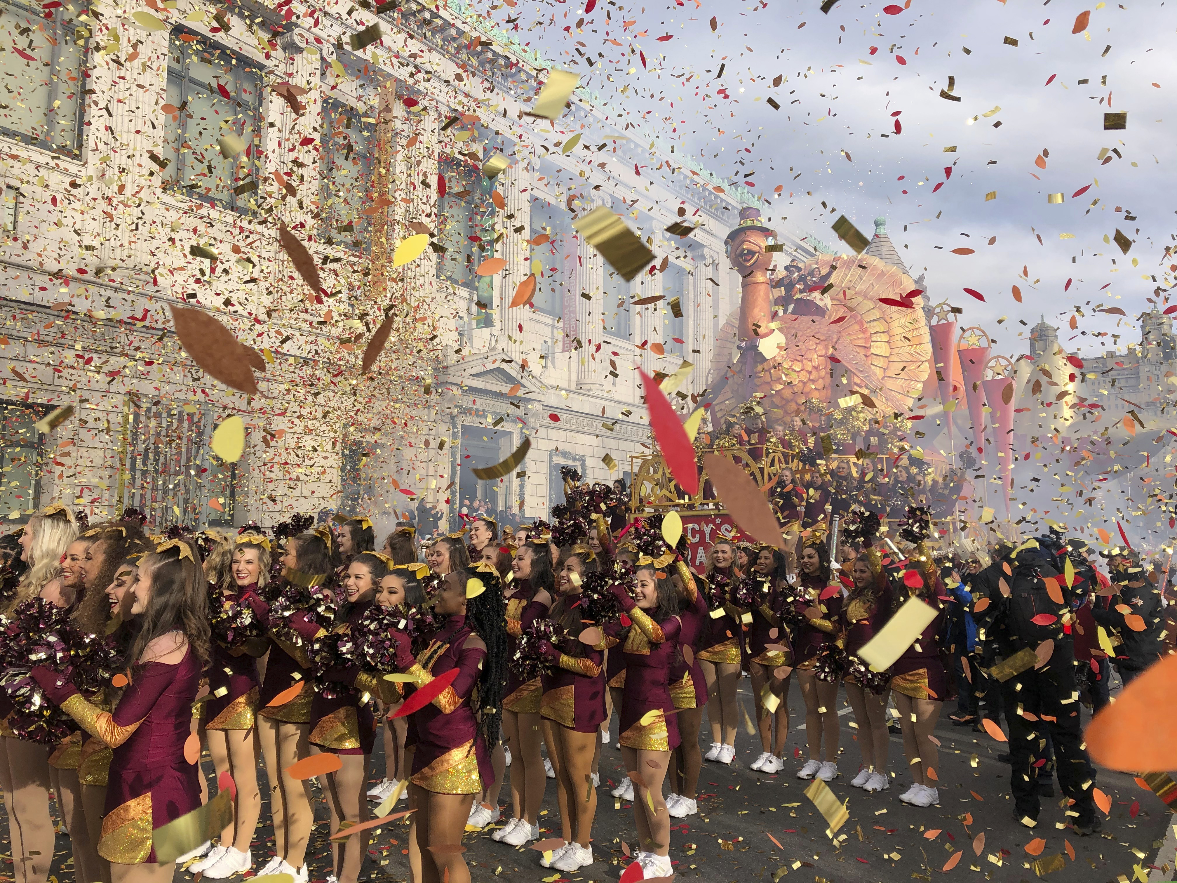 (Mark Lennihan | AP)  Confetti flies at the start of the Macy's Thanksgiving Day Parade, Thursday, Nov. 28, 2019, in New York.