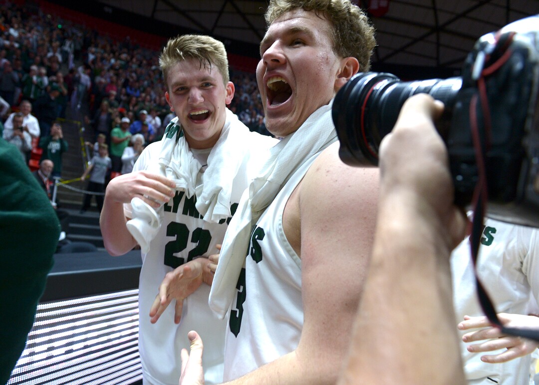 (Leah Hogsten  |  The Salt Lake Tribune) Olympus defeated Corner Canyon 76-49 to win the 5A High School Boys’ Basketball Tournament Championship at the Jon M. Huntsman Center in Salt Lake City,  Saturday, March 3, 2018. 
