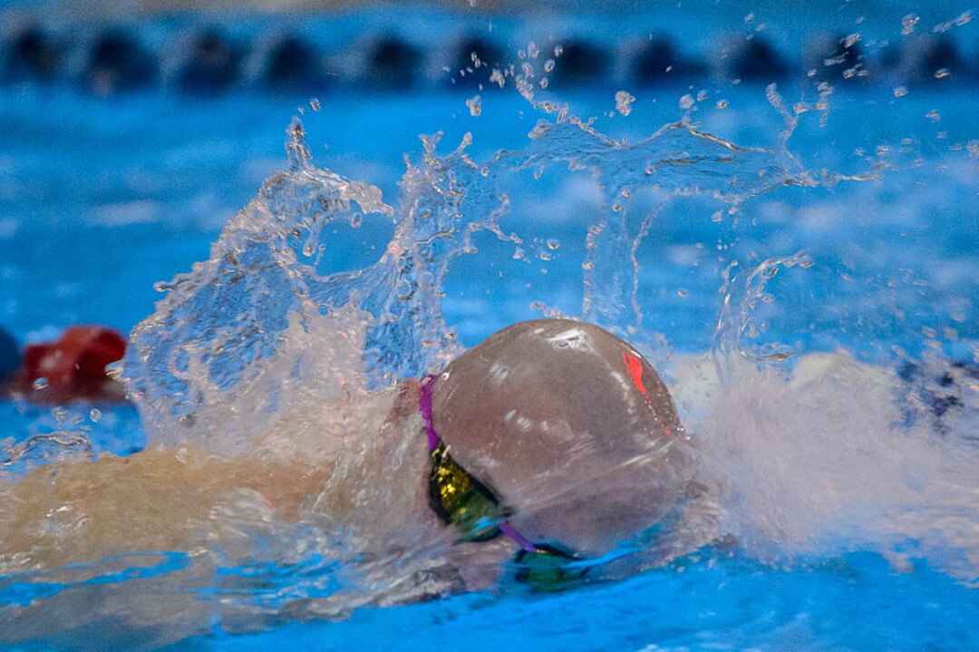 (Trent Nelson | The Salt Lake Tribune)  Cyprus High School's Tyler Richards competes in the Men 200 Yard Freestyle at the high school swimming 6A State Championships in Bountiful, Thursday February 8, 2018.