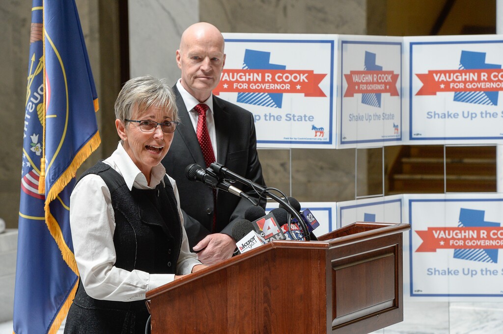 (Francisco Kjolseth | Tribune file photo)
Jan Garbett, left, has announced her candidacy for Congress. She is running as a United Utah Party candidate against Rep. Chris Stewart. In this 2016 file photo, Garbett was a lieutenant governor candidate with Democrat Vaughn Cook. April 18, 2016.