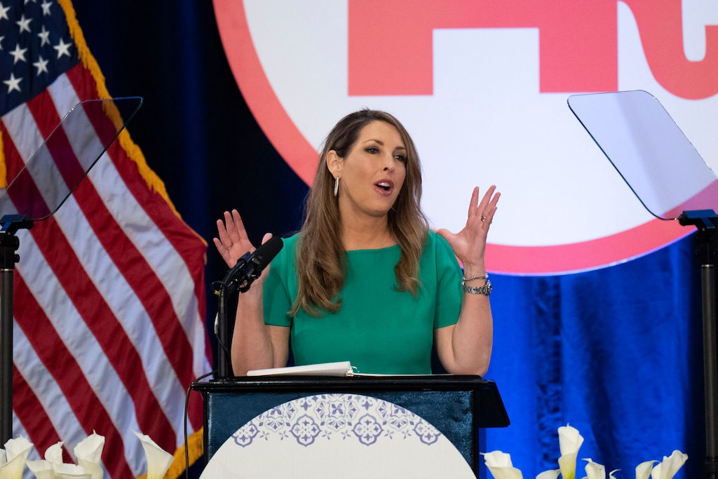 (Jae C. Hong |AP) Republican National Committee Chair Ronna McDaniel speaks at the committee's winter meeting in Dana Point, Calif., Friday, Jan. 27, 2023.