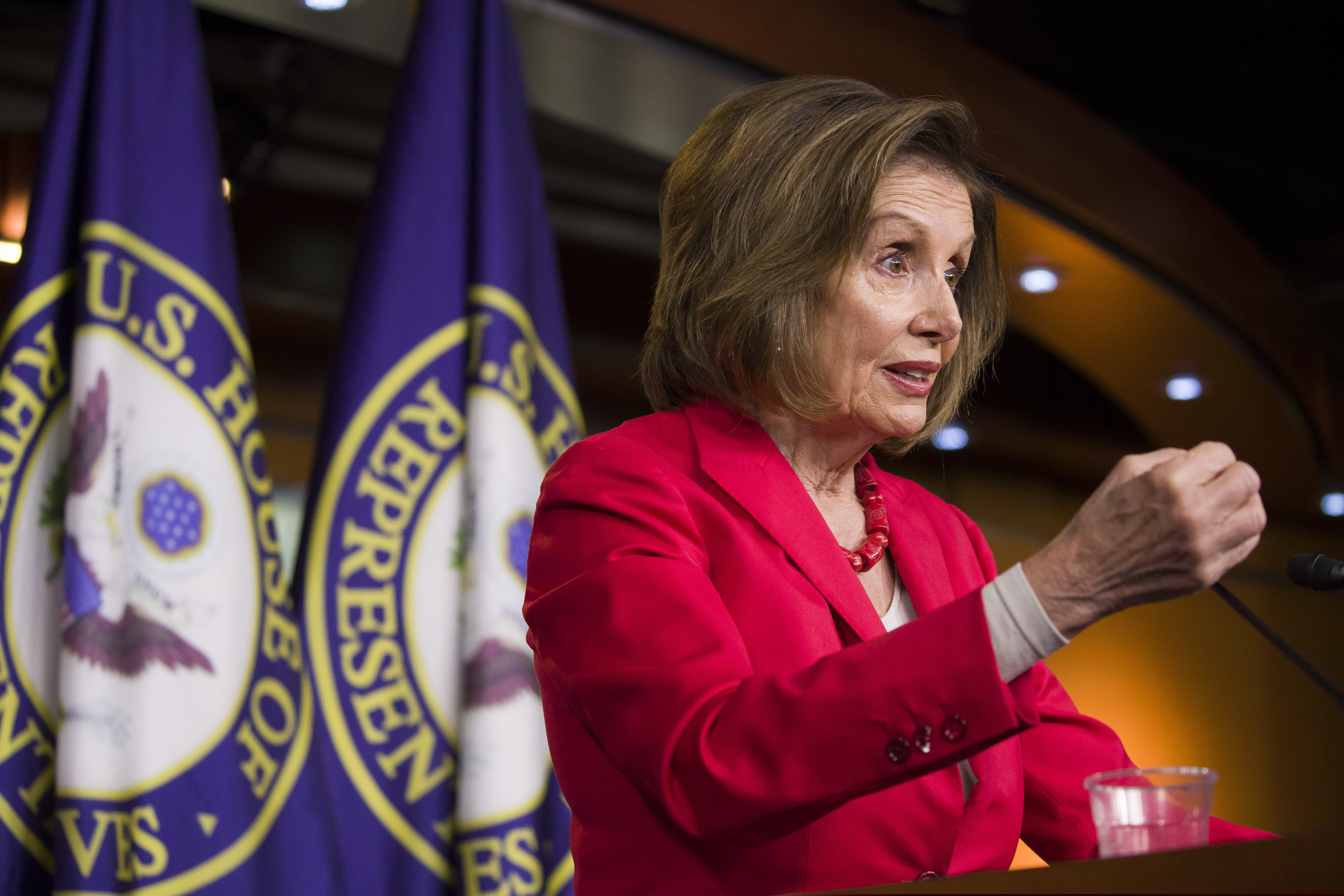 (Alex Brandon | AP Photo) House Speaker Nancy Pelosi of Calif., speaks during her weekly media availability on Capitol Hill, Thursday, June 27, 2019 in Washington.
