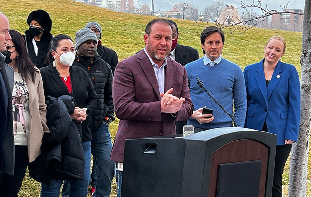 (Bryan Schott | The Salt Lake Tribune) Utah House Majority Leader Mike Schultz speaks at a press conference announcing the creation of the Utah Diversity and Inclusion Commission at the Utah State Capitol on Jan. 17, 2022.