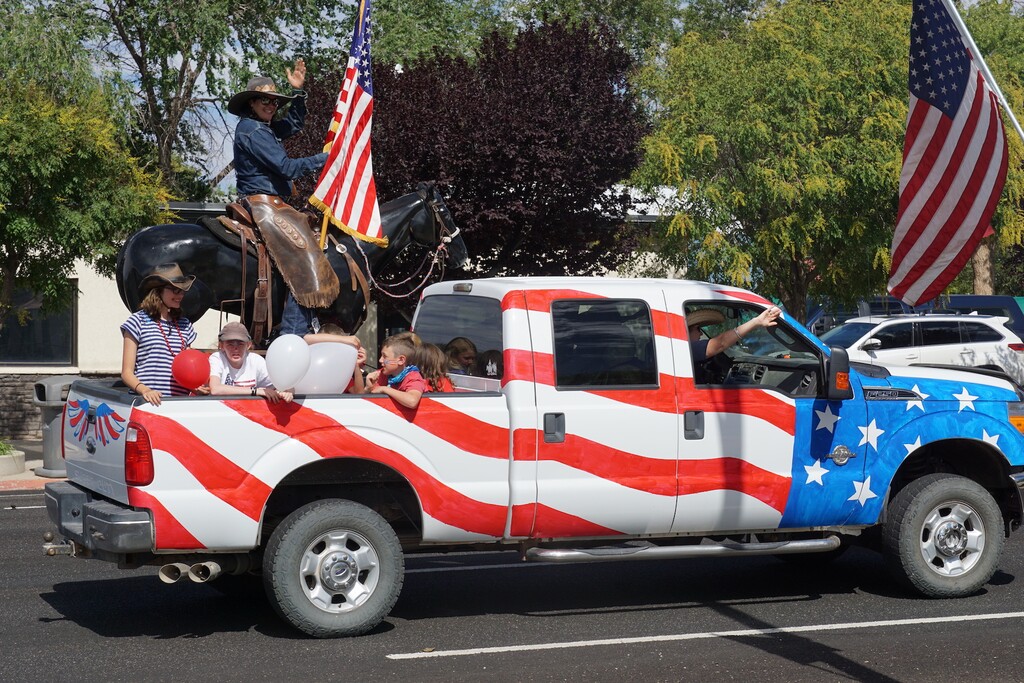 (Zak Podmore | Tribune file photo) Fourth of July parade participants in the bed of a decorated pickup on Saturday, July 4, 2020, in Blanding.