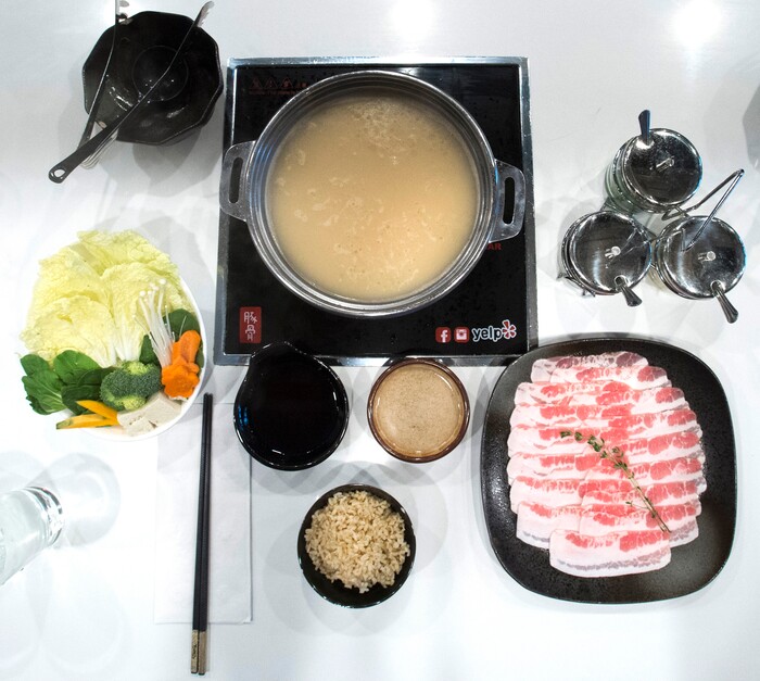 (Rick Egan  |  The Salt Lake Tribune)  Pork belly with tonkotsu broth at the Tonkotsu Shabu Shabu Bar, a new Japanese hot pot restaurant in West Valley City.