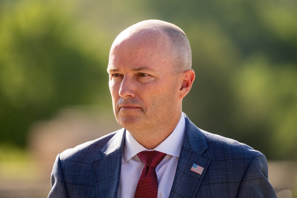 (Trent Nelson | The Salt Lake Tribune) Gov. Spencer Cox at a news conference at the State Capitol in Salt Lake City on Friday, July 29, 2022. Cox criticized last week's search of former President Donald Trump's home at Mar-a-Lago during an interview with The Washington Post on Aug. 16, 2022, saying the FBI and Department of Justice owe the American public an explanation.