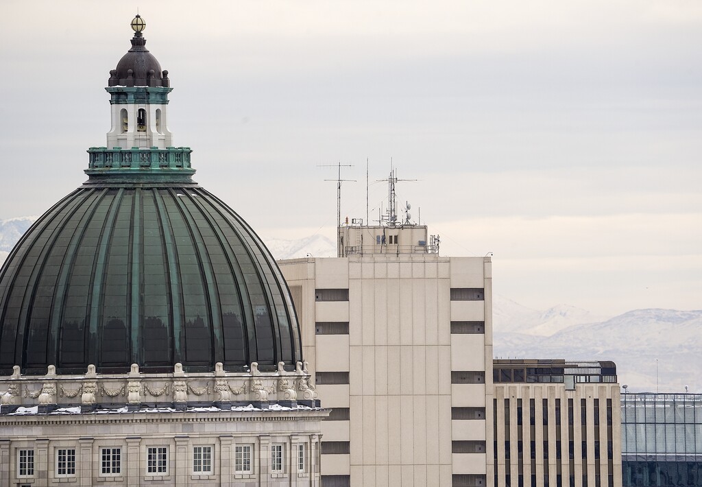 (Chris Samuels | The Salt Lake Tribune) The Capitol and the Church Office Building, Tuesday, Jan. 9, 2024. While the church sharpens its global focus, it's become less vocal on political issues within the United States.