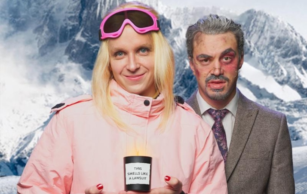 (Awkward Productions) Linus Karp, left, and Joseph Martin are scheduled to reprise their roles — as Gwyneth Paltrow and retired optometrist Terry Sanderson — when their musical "Gwyneth Goes Skiing" makes its U.S. premiere at the Egyptian Theatre in Park City, Utah, sometime in 2024, the musical's production company announced on Feb. 19, 2024.