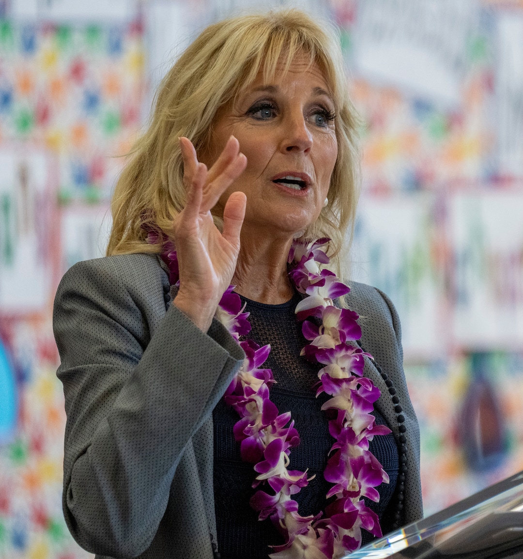 (Rick Egan | The Salt Lake Tribune) First lady Jill Biden speaks to faculty and special guests at Glendale Middle School, on Wednesday, May 5, 2021.