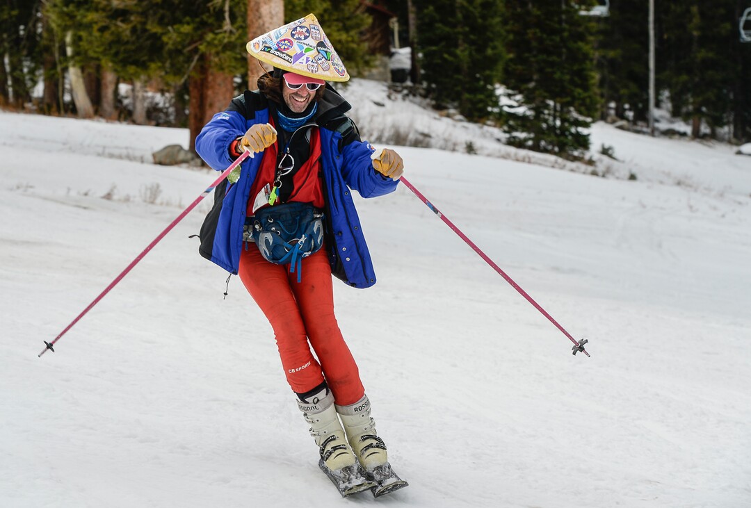 (Francisco Kjolseth  |  The Salt Lake Tribune)  Burke Weir of Holladay, Utah gets into the skiing spirit as he takes advantage of the recent snowfall combined with extensive snowmaking by Brighton Resort who opened for the season on Tuesday, Nov. 21, 2017.  Offering a base averaging between 10-20 inches on 3 runs serviced by 2 lifts, ÒTop to BottomÓ skiing and snowboarding begins for snow enthusiasts ready for the season.