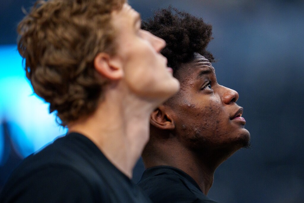 (Trent Nelson  |  The Salt Lake Tribune) Utah Jazz forward Taylor Hendricks (0) as the Utah Jazz host the LA Clippers, NBA basketball in Salt Lake City on Friday, Oct. 27, 2023.