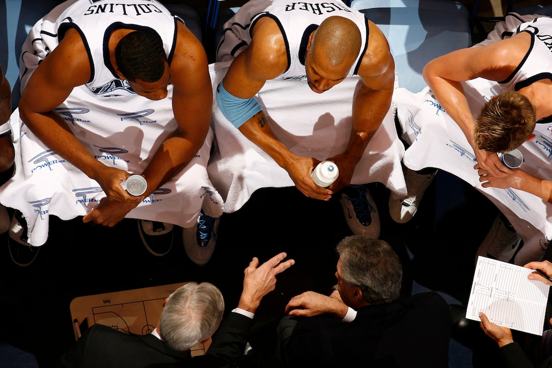 (Chris Detrick  |  Tribune file photo) Utah Jazz coach Jerry Sloan talks to his players on the sidelines on his way to earning his 1000th career victory after the Jazz beat the Mavericks 101-79 in 2006.