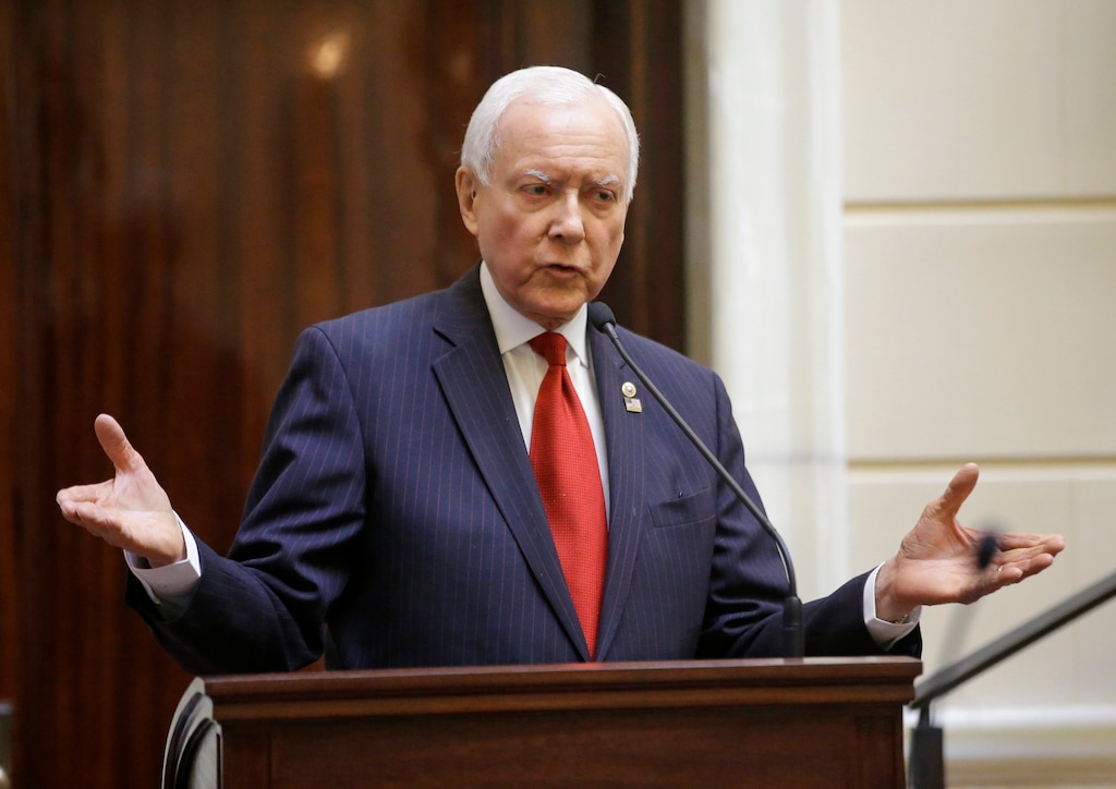 FILE - In this Feb. 19, 2015 file photo, Sen. Orrin Hatch, R-Utah' in Salt Lake City. Hatch is backing a Supreme Court challenge to one of the keystones of President Barack Obama's health care law. Now, he says he's preparing a plan to help people who might be hurt if his side wins the case. The Supreme Court is scheduled to hear arguments next week in a case by conservatives and Republicans that says many subsidies the law provides for millions of people are unconstitutional. They argue that the law only allows such subsidies for the 13 states that set up their own marketplaces to sell health insurance, not the 37 states that use the federal HealthCare.gov website. (AP Photo/Rick Bowmer, File)