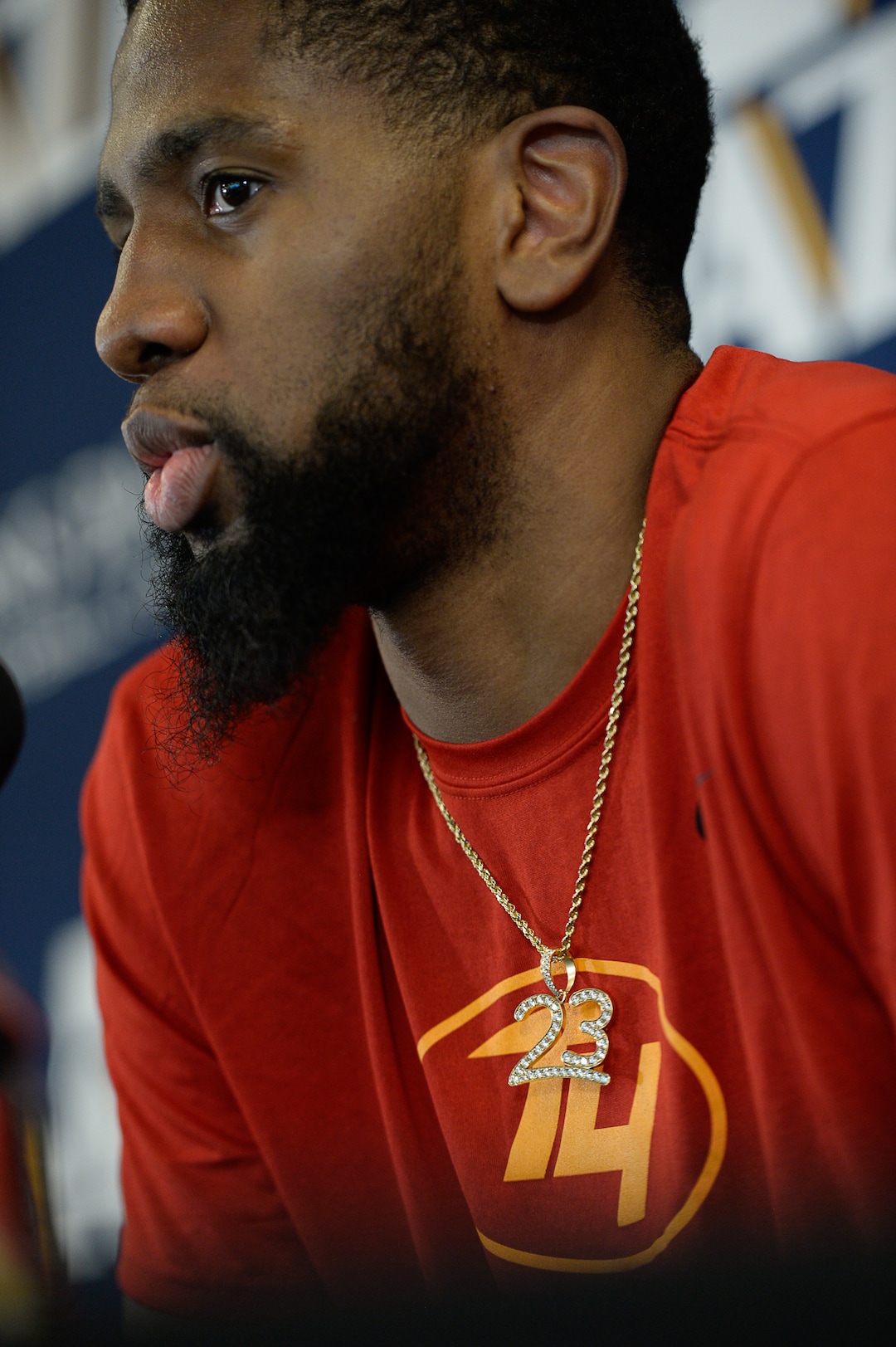 (Francisco Kjolseth  |  The Salt Lake Tribune)  Utah Jazz      forward Royce O'Neale speaks with the media during exit interviews at their practice facility in Salt Lake City Wed., May 8, 2018, after losing to the Houston Rockets in game 5 of their Western Conference Semifinals during the 2018 NBA Playoffs.