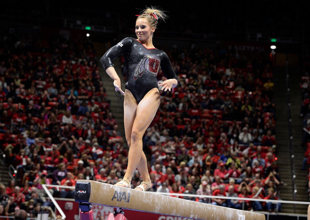 Scott Sommerdorf | The Salt Lake TribuneUtah's MyKayla Skinner during her 9.70 beam routine. Utah outscored Stanford 197.500 to 196.275, Friday, March 3, 2017. 