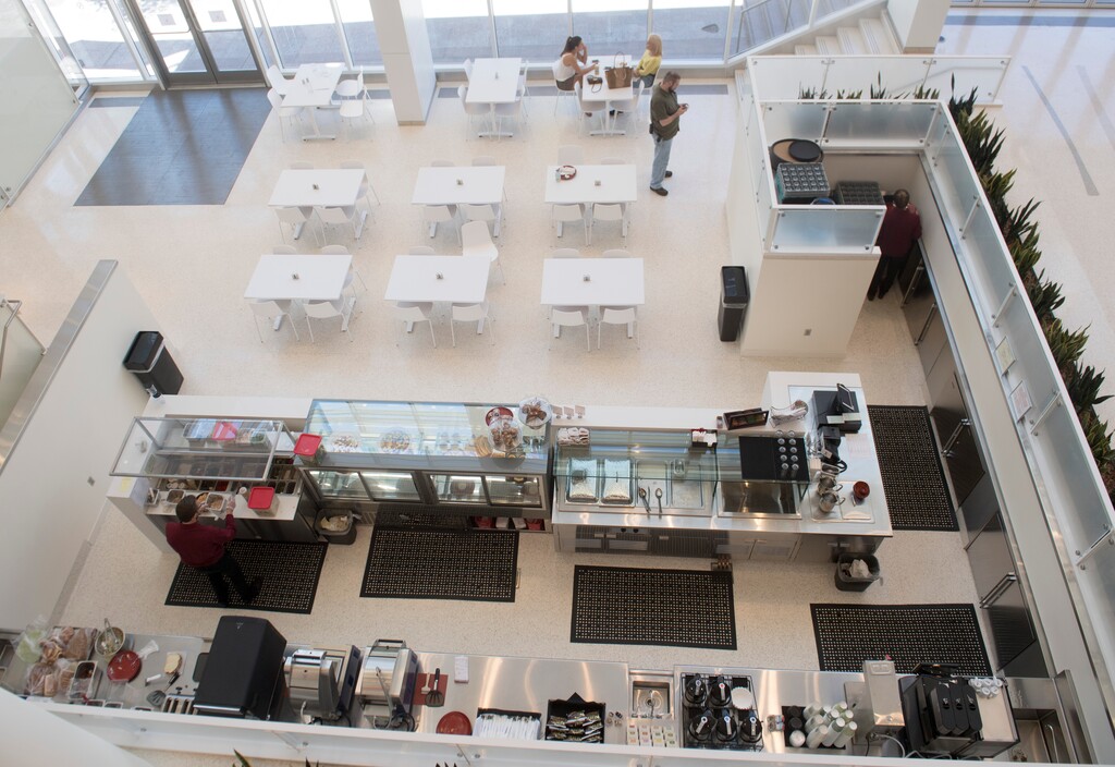 (Rick Egan  |  The Salt Lake Tribune) The view of the Encore Bistro, from the balcony at the Eccles Theatre in downtown Salt Lake City.