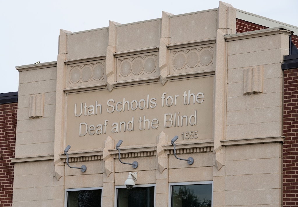(Chris Samuels | The Salt Lake Tribune) The entrance the Utah School for the Deaf and Blind's Salt Lake Valley campus, in Millcreek, on Thursday, Sept. 4, 2025.