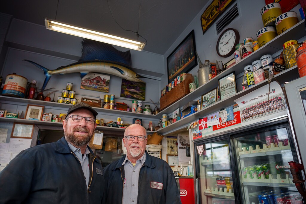 (Trent Nelson | The Salt Lake Tribune) Scott and Chris Draper at Neil's Pro Service in Salt Lake City on Thursday, Dec. 22, 2022. The auto shop is one of several west-side businesses you should know about.