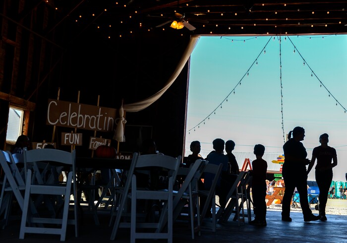 Leah Hogsten | The Salt Lake Tribune "We love family and agriculture, educating people and having fun at the same time,Ó said fifth generation farmer Heather Limon, second from right, who operates Cross E Ranch with her brother Dalon Hinckley. The 2018 Fall Festival at Cross E Ranch in Salt Lake City run through Oct. 29, 2018.