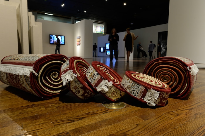 (Francisco Kjolseth | The Salt Lake Tribune) Rashed Al Shashai of Jeddah, Saudi Arabia created the piece entitled "Delicious," one of his three works included in Utah Museum of Contemporary Art's new exhibit "Cities of Conviction," made up of contemporary art by artists from Saudi Arabia.