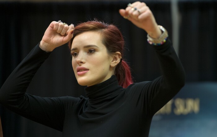 (Leah Hogsten  |  The Salt Lake Tribune) Actor Bella Thorne autographed posters and met fans to promote their upcoming young-adult romance, "Midnight Sun," during a stop at the Fashion Place Mall in Murray on Tuesday, March 6, 2018. The movie opens March 23.