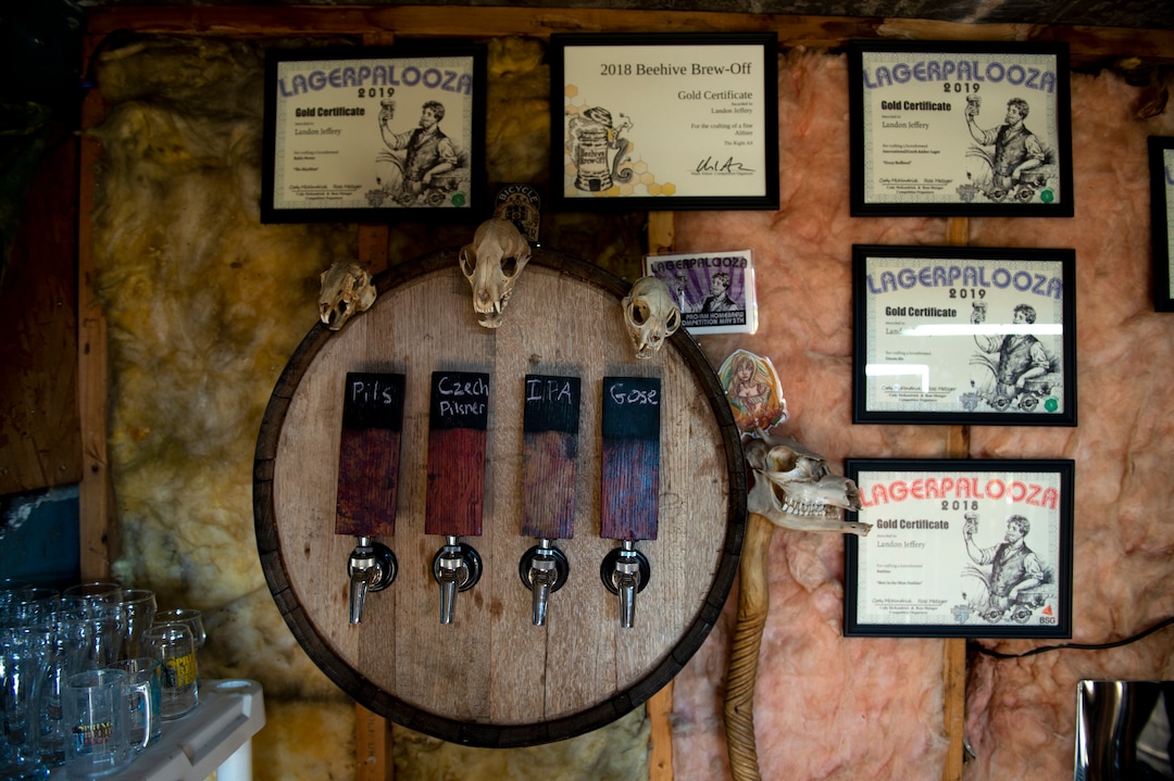 (Leah Hogsten  |  The Salt Lake Tribune)   Landon JefferyÕs  tap system of homebrewed beer. Jeffery was named Utah's "Best Home Brewer" during the 2019 Beehive Brewoff. Jeffery earned five gold medals, three silver and a bronze, including the "best beer." The win is good news for Ogden beer drinkers Ñ as Jeffery will become a co-brewer at Ogden River Brewing, when it opens in early next year.